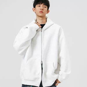 Custom Heavyweight Cotton Blend Full <b>Zip</b> Hoodie OEM ODM Oversized Unisex Blank Hooded Sweatshirt with Double Zipper Logo - Product Image 4