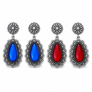 Orecchini bicolore rosso e blu, gioielli retrò da donna per tutti i giorni, idee regalo - Product Image 6