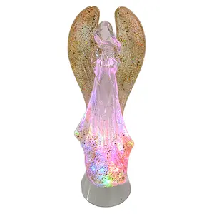 Светящийся ангел с подсветкой, вихревой блеск, водяной фонарь, Рождественское украшение, статуэтка ангела, снежный шар