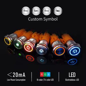 Sakelar Tombol Tekan LANBOO 22mm Dua Warna Flat On/Off 1NO1NC Momentary Latching RGB untuk Modifikasi Pabrik Berlabel TUV - Product Image 3