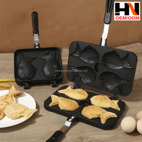 Poêle à Taiyaki 2, 3 ou 4 poissons, antiadhésive, pour gaufres, mini-œufs et crêpes, ensemble de cuisson