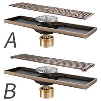Accessoires de salle de bain HIDEEP, drain de douche linéaire long en laiton antique, 300*82 mm