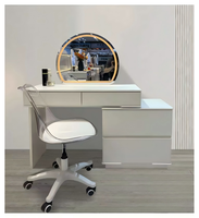 Mesa de Maquillaje Moderna, Ecológica y Duradera con Espejo Iluminado y Almacenamiento Blanco para Dormitorio
