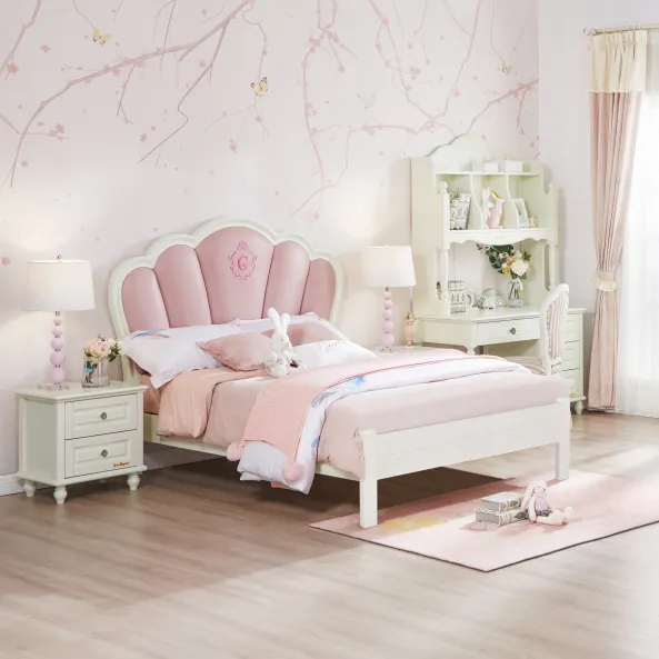 Современная деревянная кровать принцессы, мебель размера «king-size», индивидуальная односпальная детская деревянная каркас кровати + мягкая сумка, кровать для малышей
