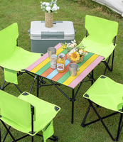 Table de camping pliante légère arc-en-ciel, portable, pour pique-niques en plein air et fêtes