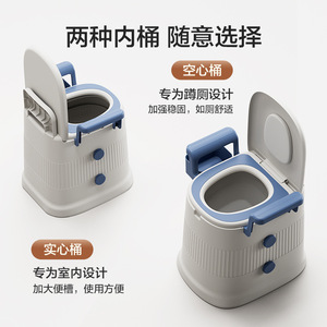 <b>Portable</b> Toilet <b>Commode</b> Chair With Armrests For Elderly And Pregnant Indoor Use Anti Slip Foot Pads TPE Material - Product Image 5