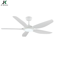 Ventilateur de plafond LED 52 pouces avec lumière, 5 pales en ABS, 6 vitesses, télécommande, moteur DC décoratif, stock USA