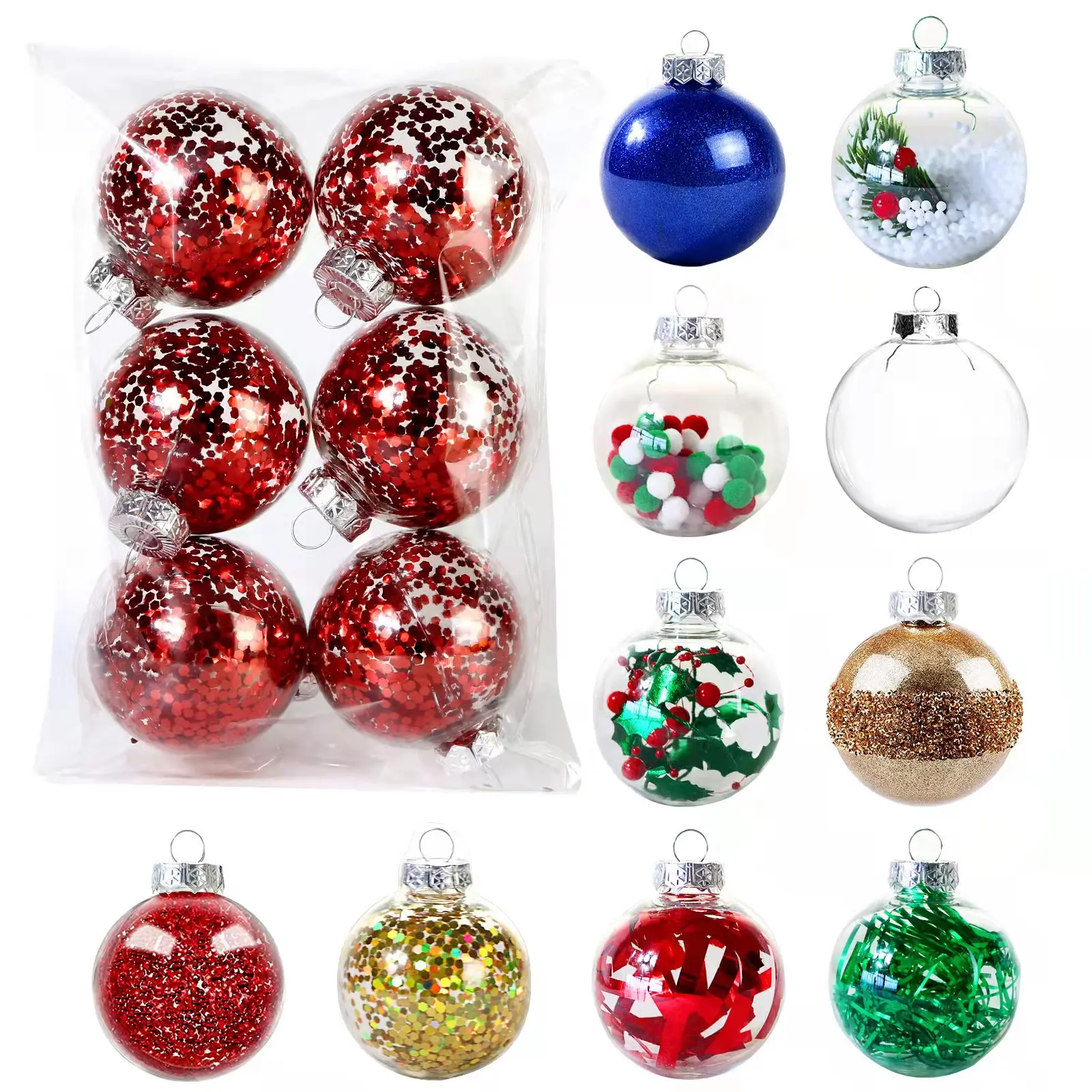 Palla trasparente di natale 6 pz/borsa alberi di natale scatola di palline aperte ornamento di pallina regalo di nozze regalo decorazione della casa della festa