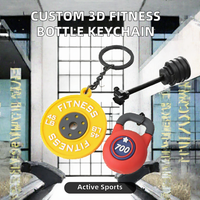 Porte-clés personnalisés en PVC sur le thème du sport, pour les amateurs de fitness, avec bouteille de sport 3D, gobelet à protéines en poudre