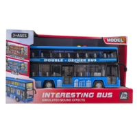 Bus à deux étages avec effets sonores et lumineux et fonction d'ouverture de porte - Bleu