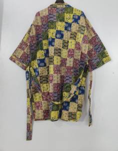 Unisex XL Cotton <b>Kantha</b> Quilt Winter <b>Jacket</b> Robes Women's Boho Printed Quirky Embroidery Handmade Indian Embellished Long Animal - Product Image 6