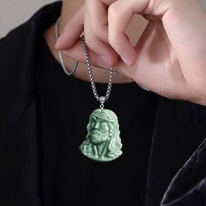Colgante de Jadeíta Natural de Myanmar con Figura de Jesús, Plata S925, UNISEX, Estilo Cristiano Chino, con Certificado de Tasación FG54 - Product Image 4