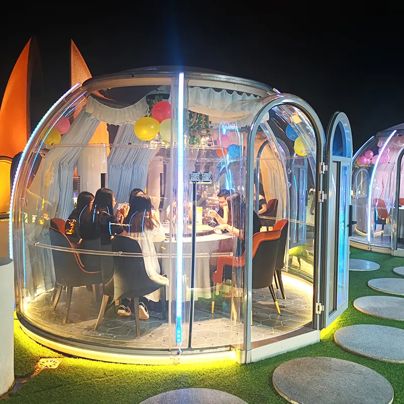 cabin restaurant transparent pc sliding dome tent house 3.5 meter pcommercial starry skyrooms bubble house 8 squ