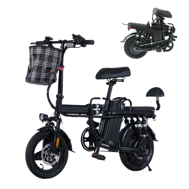 USA Stocks 48V Mini Electric Bicycle 14 Inch Foldable City Bike with 500W Motor Power and 15ah Lithium Battery for Adults