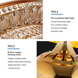 Bán Buôn 42-Inch Vàng Deluxe Acrylic Có Thể Thu Vào DC Điều Khiển Từ Xa Vô Hình Đèn Chùm Pha Lê Quạt Đèn Trần Ánh Sáng Với Fan - Product Image 6