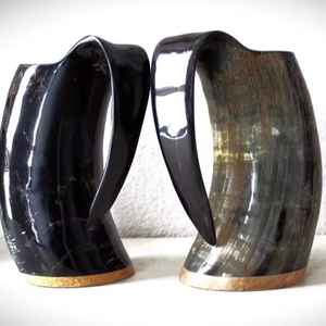 Customized Drinking Horn Cup with PU Leather Tote Cup <b>Holder</b> Creative Design Coffee Tea Beer <b>Mug</b> for Bar Party Drinking Beer Cup - Product Image 1