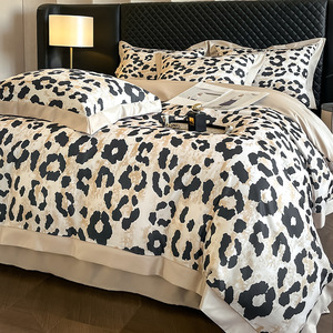 Sang Trọng Mùa Hè Duvet Cover Set Chất Lượng Màu Nước Nghệ Thuật Phong Cảnh Leopard Mềm Lụa-Giống Như Bộ Đồ Giường 2 Vỏ Gối Phẳng/Được Trang Bị - Product Image 5