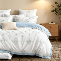 Parure de lit brodée en microfibre, ensemble de literie en microfibre, taies d'oreiller, couvre-lit, draps de luxe