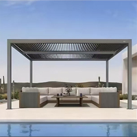 Pergola Bioclimatique Extérieure en Aluminium Étanche avec Toit à Lames Motorisées, Verre Basse Émissivité, Design Minimaliste, Arc Moderne pour Jardin et Véranda