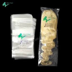 Custom Hair Extension Plastic Packaging Bags Closure Hair Bundle Self Sealing Adhesive Transparent Clear Plastic Bag With Logo