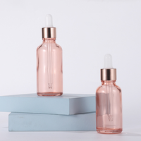 Flacon compte-gouttes d'huile de sérum cosmétique 1OZ 30ml 50ml 100ml Flacon compte-gouttes d'huile essentielle en verre transparent rose