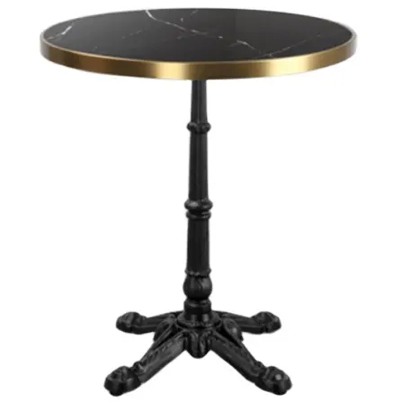 Коммерческая мебель, обеденный стол для ресторана, черный мраморный стол с металлической основой, круглый стол для бистро
