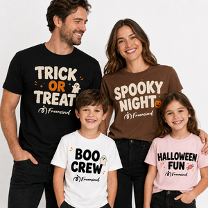 Freemind <b>Halloween</b> Family Matching <b>T</b>-<b>Shirts</b> Skull Pumpkin Print Casual Short Sleeve Cotton Crewneck Unisex Autumn Wear - Product Image 4