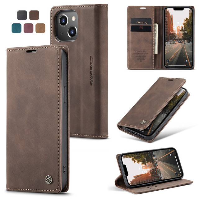For iPhone 15 Pro Max Flip Phone Case PU Leather with Wallet Card Holder and Stand Multi-functional Drop-proof Cell Phone Case