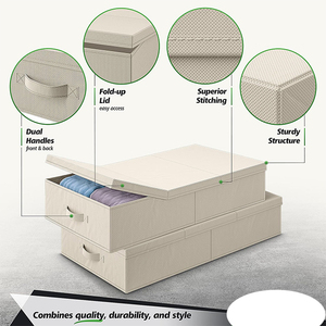 Fabric Foldable Large Under Bed <b>Storage</b> <b>Bins</b> With Lids Handles - Product Image 3
