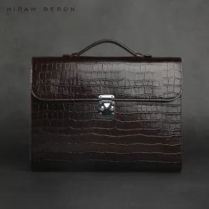 Hiram Beron Wholesale OEM Italian Leather Custom Made Briefcase Luxury Bag