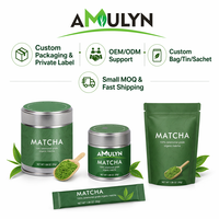 AMULYN Poudre de Matcha Cérémonial Biologique de Qualité Supérieure, Extrait Herbal Spécial de Qualité Alimentaire, Enrichie en Vitamines, Conditionnée en Contenant en Verre
