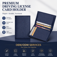 Portefeuille à cartes pliable pour permis de conduire, étui pour carte d'identité, organisateur en cuir bleu marine, plusieurs fentes pour hommes et femmes