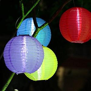 Linterna <span class=keywords><strong>de</strong></span> tela con energía solar LED colgante portátil redonda impermeable para exteriores para acampar, camino, patio, boda - Product Image 1