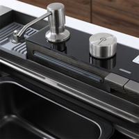 Cascade bol éviers robinet fait à la main Nano Undermount noir affichage numérique moderne en acier inoxydable 304 évier de cuisine