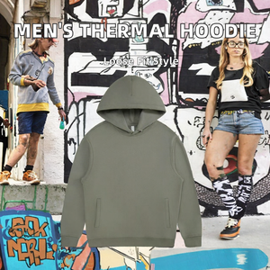 Men's Olive Green <b>Hooded</b> <b>Fleece</b> Sweatshirt Regular Fit Casual Pocket Design Autumn Wear - Product Image 2
