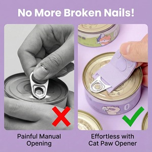 Ouvre-boîte ergonomique pour aliments pour animaux de compagnie en forme de patte de chat, outil de déblocage facile pour les conserves de chats et chiens, protège les ongles, accessoires de cuisine - Product Image 3