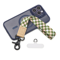 OEM ODM Groothandel Geruite Plaid Telefoon Polsbandje Patch Korte Handriem Afneembare Metalen Haak Polsbandje
