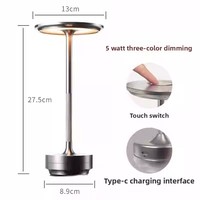Lampe de bureau LED rechargeable tout en aluminium de style industriel pour restaurants, bars, pubs ; design en poutre en I, commande tactile, gradation progressive