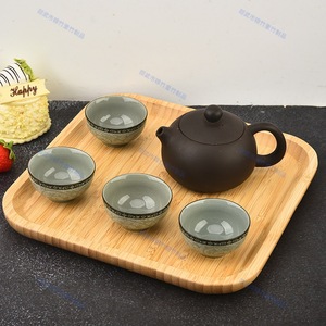 Bamboo Serving <b>Trays</b> Rectangular Round Solid Color For <b>Tea</b> Coffee Hotel Household Use - Product Image 4