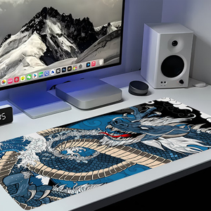 Tapis de souris de jeu et de bureau de style japonais Ryujin & Sakura, motifs de dragons japonais peints à la main - Product Image 2