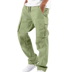 Comfortable Lightweight Mens Cargo <b>Trousers</b> with High <b>Elastic</b> Waist Canvas Fabric for <b>Work</b> Travel & Outdoor Activities - Product Image 2
