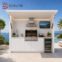 Meubles de cuisine extérieure sur mesure avec îlot de barbecue modulaire, évier, rangement et comptoir, ensemble de cuisine complet fabriqué en usine