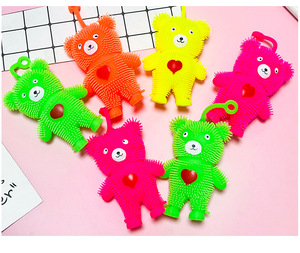 CHENXI Wholesale Silicone Sparkling Sticky Squishy Decompression Luminous Little Bear Puffer <b>Ball</b> for 5 to 7 Years Old Kids - Product Image 4