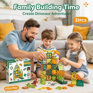 Set di Costruzioni Magnetiche <span class=keywords><strong>a</strong></span> Tema Mondo dei Dinosauri, 51 Pezzi, Puzzle Educativo STEM per Bambini - Product Image 5