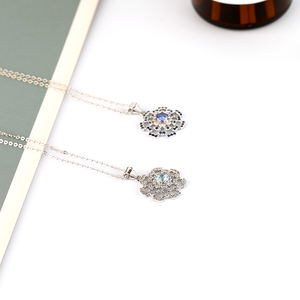 Amuleto de joyería de plata de ley 925 personalizado para mujer, collar con colgante de moneda de ojo de diablo malvado azul CZ - Product Image 3