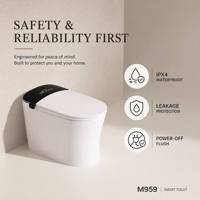 WC intelligent en céramique allongé avec bidet intégré, siège chauffant, télécommande incluse, chasse d'eau par siphon, lavage féminin, drainage en S