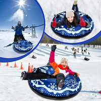 Traîneau gonflable pour la neige, sport d'hiver en plein air, tube à neige, jouets amusants pour l'hiver, motif de flocons de neige, luge à neige avec deux poignées
