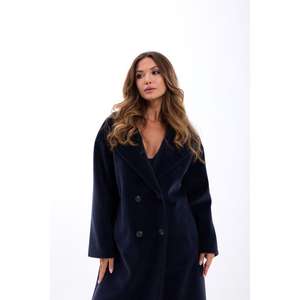 6114 Abrigo Elegante de Invierno para Mujer, Azul Marino, Manga Larga, Tejido, Cálido - Product Image 1