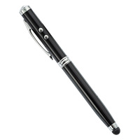 Stylo publicitaire multifonction 4-en-1 à écran tactile capacitif, en métal, avec pointe bille, design animalier, encre noire 1,0 mm, lumière LED et logo