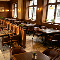 Conjunto de Mesa y Sillas de Bar Estilo Americano, Madera Sólida, para Comedor, Bar, Mobiliario Comercial para Catering